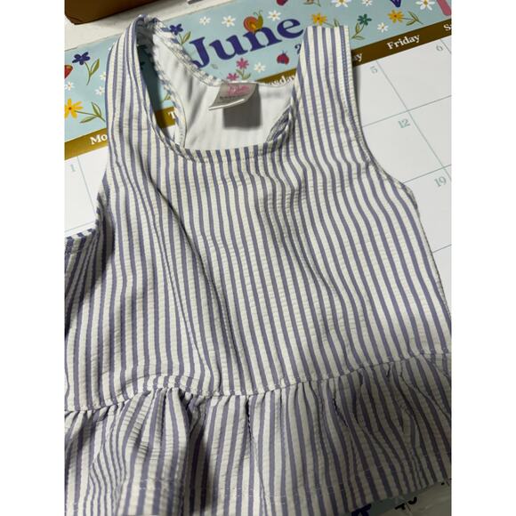 Ruffle Butts Seersucker Stripe Tankini Top Size 5 - Picture 4 of 5